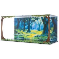Acrylic display for LEGO&reg; 43242 Snow White & The Seven Dwarfs Cottage (With background image & black base)