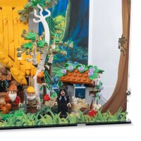 Acrylic display for LEGO&reg; 43242 Snow White & The Seven Dwarfs Cottage (With background image & black base)