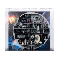 Acrylic display for LEGO&reg; 75419 Star Wars - UCS Death Star  (With background image & black base)