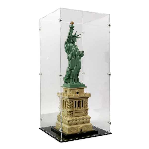Acryl-Display f&uuml;r LEGO&reg; 21042 Freiheitsstatue (mit schwarzem Boden)