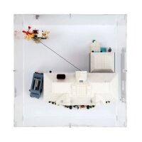 Display XL in acrilico per LEGO&reg; 21330 Mamma, ho perso l&rsquo;aereo (con base bianca)