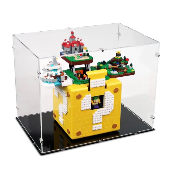 Pr&eacute;sentoir en acrylique pour LEGO&reg; 71395 Bloc point d&rsquo;interrogation Super Mario 64 (avec base noire)