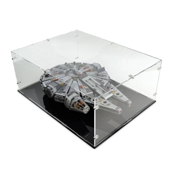 Display in acrilico per LEGO&reg; 75257/75105/7965 Millennium Falcon (con base nera)