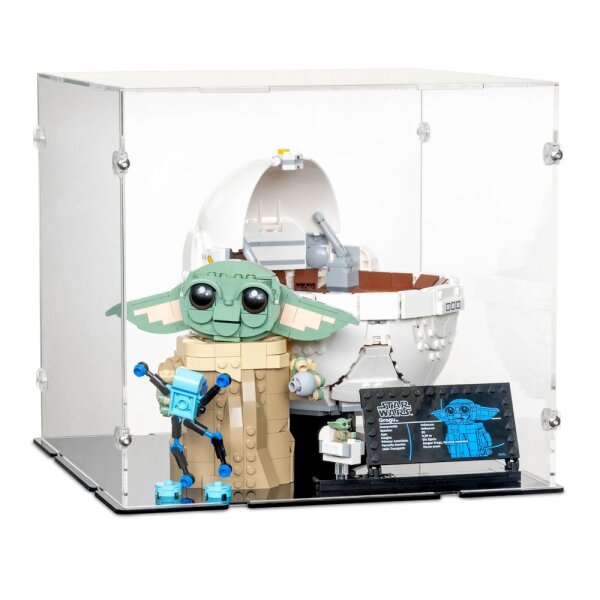 Pr&eacute;sentoir en acrylique pour LEGO&reg; 75403 Star Wars - Grogu dans son berceau r&eacute;pulseur (avec base noire)
