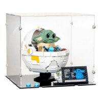 Pr&eacute;sentoir en acrylique pour LEGO&reg; 75403 Star Wars - Grogu dans son berceau r&eacute;pulseur (avec base noire)