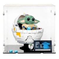 Pr&eacute;sentoir en acrylique pour LEGO&reg; 75403 Star Wars - Grogu dans son berceau r&eacute;pulseur (avec base noire)