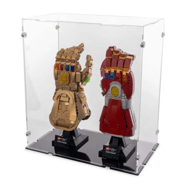 Pr&eacute;sentoir en acrylique pour LEGO&reg; 76191 & 76223 Gants Marvel (avec base noire)