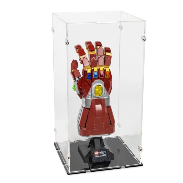 Pr&eacute;sentoir en acrylique pour LEGO&reg; 76223 Nano Gant (avec base noire)