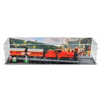 Acrylic display for LEGO&reg; 76423 Hogwarts Express & Hogsmeade Station  (With background image & black base)