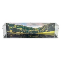 Acrylic display for LEGO&reg; 76423 Hogwarts Express & Hogsmeade Station  (With background image & black base)