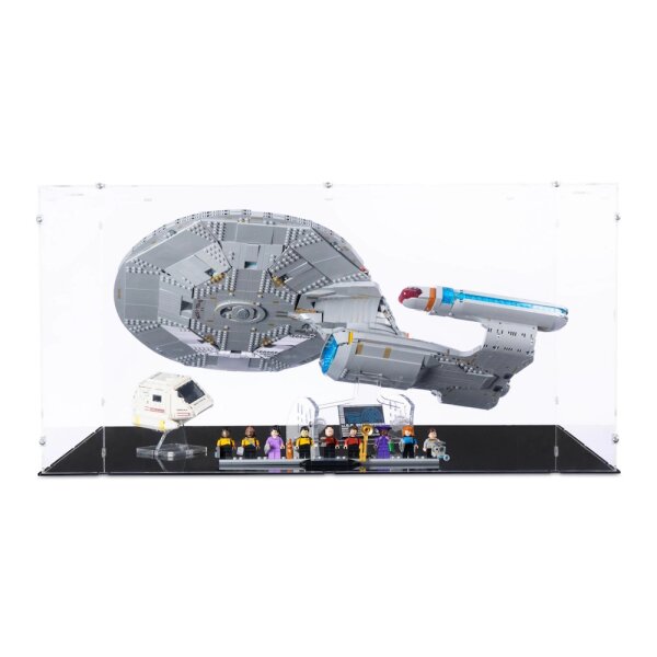 Pr&eacute;sentoir en acrylique pour LEGO&reg; 10356 Star Trek: U.S.S. Enterprise NCC-1701-D (avec fond noir et 2 supports)
