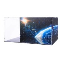 Acrylic display for LEGO&reg; 10356 Star Trek: U.S.S. Enterprise NCC-1701-D ((With background image, black base inc. 2 stands)