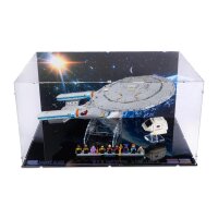 Acrylic display for LEGO&reg; 10356 Star Trek: U.S.S. Enterprise NCC-1701-D ((With background image, black base inc. 2 stands)