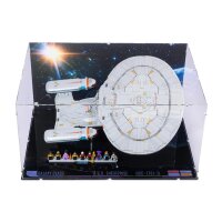Acrylic display for LEGO&reg; 10356 Star Trek: U.S.S. Enterprise NCC-1701-D ((With background image, black base inc. 2 stands)