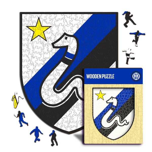 FC Inter Milan - Logo Retro avec serpent - Puzzle en bois Taille M (270 pi&egrave;ces)