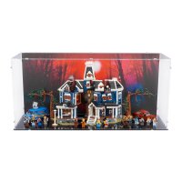 Acryl-Display Spezial Version f&uuml;r LEGO&reg; 11370 Stranger Things - The Creel House  (Mit Hintergrundbild & schwarzem Boden)