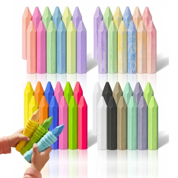 Sidewalk Chalk Set with Holders (48 Pieces)