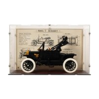 Vitrine en acrylique pour LEGO&reg; 11376 Ford Mod&egrave;le T (avec image de fond technique et socle imitation bois)