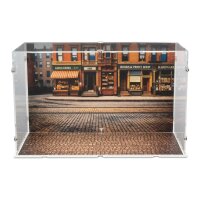 Acrylic Display Case for LEGO&reg; 11376 Ford Model T (with Retro Street Scene Background Image & Cobblestone Base Design)