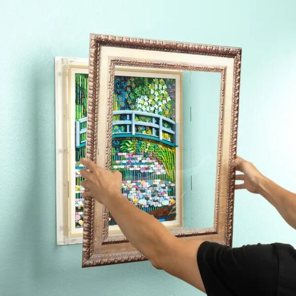 Acrylic wall display for LEGO&reg; 31220 Claude Monet Bridge over a Pond of Water Lilies (Acrylic frame in Baroque style design)