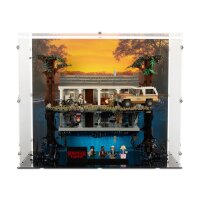 Acrylic display for LEGO&reg; 75810 Stranger Things - The Upside Down (With background image & black base)