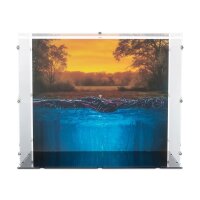 Acrylic display for LEGO&reg; 75810 Stranger Things - The Upside Down (With background image & black base)