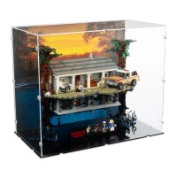 Acrylic display for LEGO&reg; 75810 Stranger Things - The Upside Down (With background image & black base)