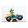 Pr&eacute;sentoir en acrylique pour LEGO&reg; 72050 Mario Kart Luigi et Proto 8 (avec fond noir)