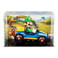 Display acrilico per LEGO&reg; 72050 Mario Kart Luigi e Mach 8  (con immagine di sfondo e base nera)