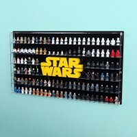 Display da parete in acrilico per 128 minifigure LEGO&reg; Star Wars e logo Star Wars 75407 (con sfondo nero)