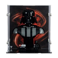 Display in acrilico per LEGO&reg; 75439 Star Wars - Busto di Darth Vader  (con immagine di sfondo e base nera)