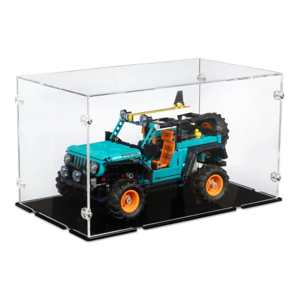 Pr&eacute;sentoir en acrylique pour LEGO&reg; 42227 Jeep Wrangeler Rubicon SUV (avec fond noir)