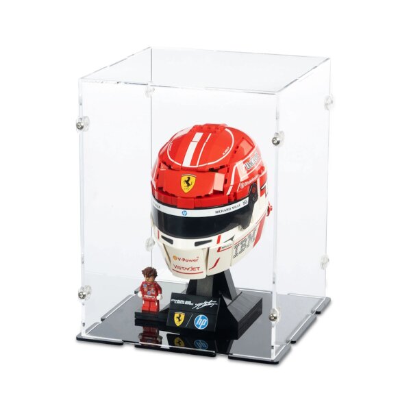 Acryl-Display f&uuml;r LEGO&reg; 43014 Scuderia Ferrari HP Charles Leclerc Helm (Mit schwarzem Boden)