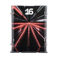 Acryl-Display f&uuml;r LEGO&reg; 43014 Scuderia Ferrari HP Charles Leclerc Helm (Mit Hintergrundbild & schwarzem Boden)