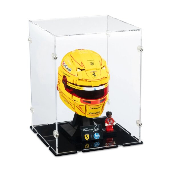 Acryl-Display f&uuml;r LEGO&reg; 43022 Scuderia Ferrari HP Lewis Hamilton Helm (Mit schwarzem Boden)