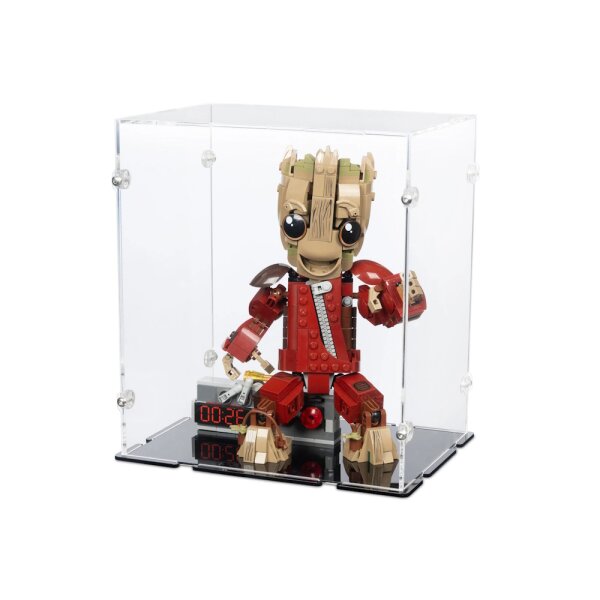 Acryl-Display f&uuml;r LEGO&reg; 76341 Groot im Ravager-Outfit (Mit schwarzem Boden)