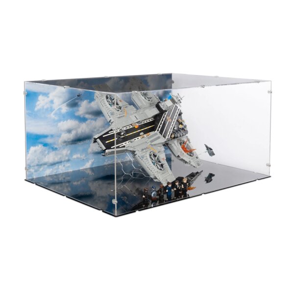 Pr&eacute;sentoir XL & Support 2en1 en acrylique pour  LEGO&reg; 76354 L&rsquo;h&eacute;liporteur du SHIELD With background image & black base)