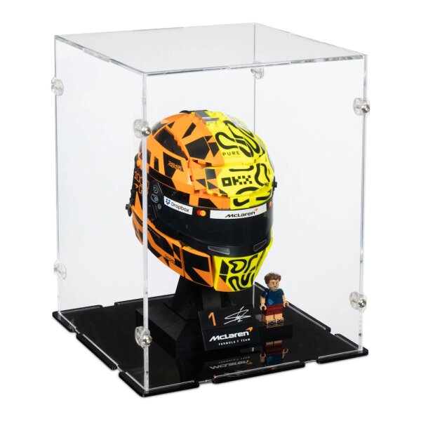 Pr&eacute;sentoir en acrylique pour LEGO&reg; 43023 McLaren Mastercard F1 Team Casque de Lando Norris (avec fond noir)