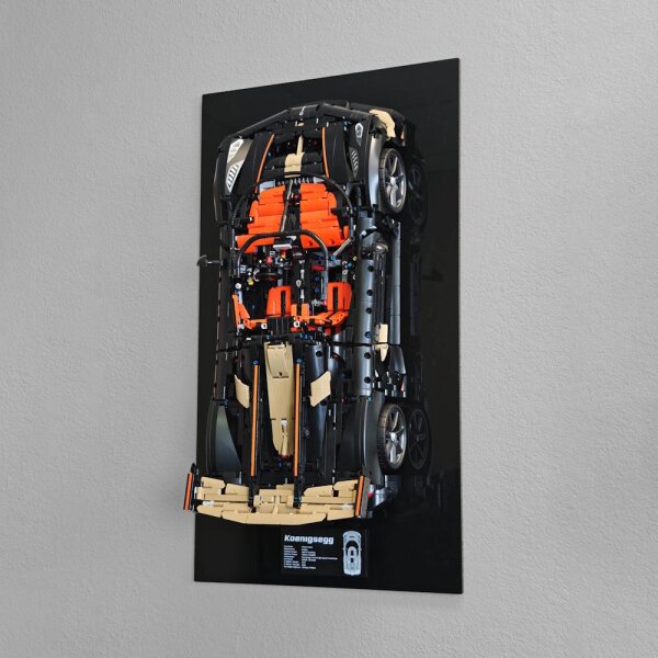 Supporto da parete in acrilico per LEGO&reg; 42232 Hypercar Koenigsegg Sadairs Spear (con fondo nero)