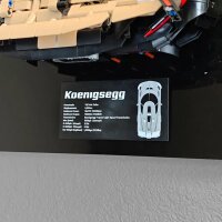 Supporto da parete in acrilico per LEGO&reg; 42232 Hypercar Koenigsegg Sadairs Spear (con fondo nero)