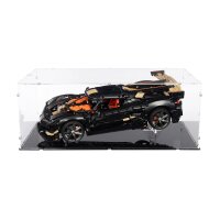 Pr&eacute;sentoir et support XL en acrylique pour LEGO&reg; 42232 Megacar Sadairs Spear de Koenigsegg (avec fond noir)