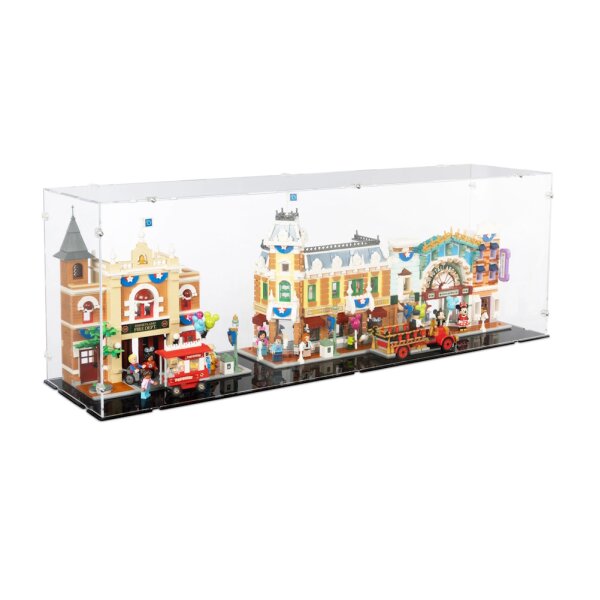 Pr&eacute;sentoir en acrylique pour LEGO&reg; 43302 Disney - Main Street U.S.A. (avec fond noir)