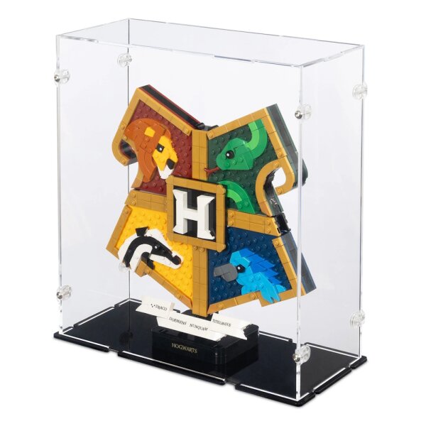 Display in acrilico per LEGO&reg; 76462 Harry Potter - Stemma della Casa di Hogwarts (con fondo nero)