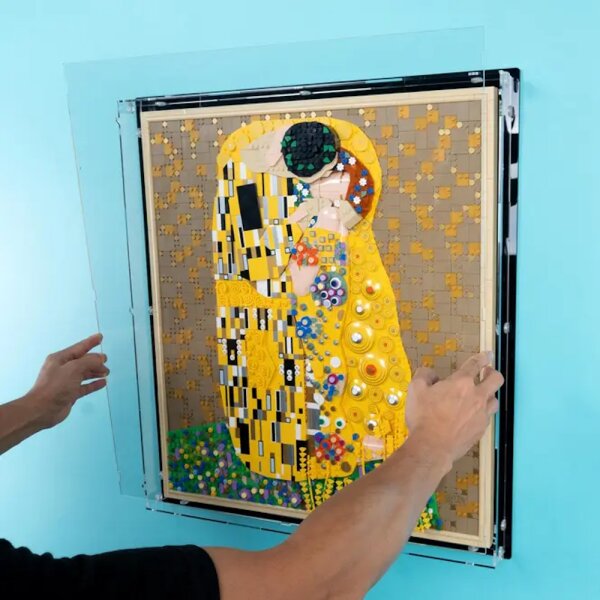 Display da parete in acrilico per LEGO&reg; 31221 Gustav Klimt - Il bacio (con sfondo nero)