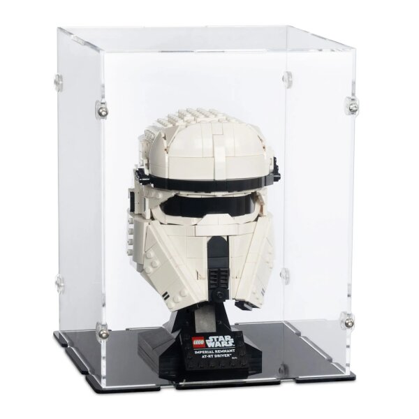 Display in acrilico per LEGO&reg; 75458 Star Wars - Casco Pilota AT-RT Imperial Remnant (con fondo nero)