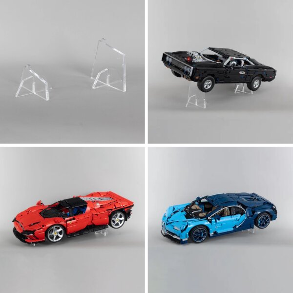 Support en acrylique pour voitures LEGO&reg; Technic et Creator (inclin&eacute; &agrave; 4/8 cm de hauteur)