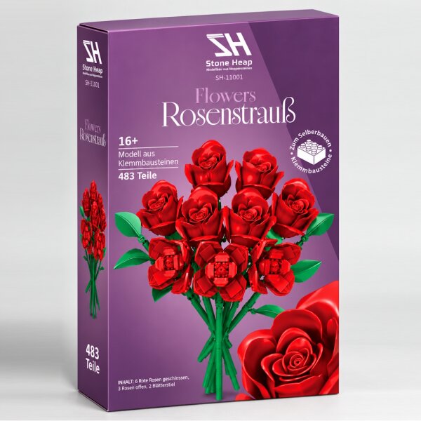 Stone Heap - Roter Rosenstrauss mit 9 Rosen (483 Teile)