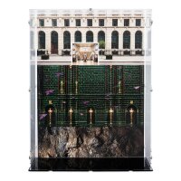 Pr&eacute;sentoir en acrylique pour LEGO&reg; 76476 Harry Potter - Le minist&egrave;re de la Magie - &Eacute;dition collector (Avec image de fond et base noire)