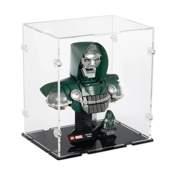 Display in acrilico per LEGO&reg; 76345 Busto del Dottor Destino (con fondo nero)