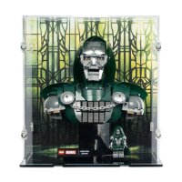 Display in acrilico per LEGO&reg; 76345 Busto del Dottor Destino  (con immagine di sfondo e base nera)